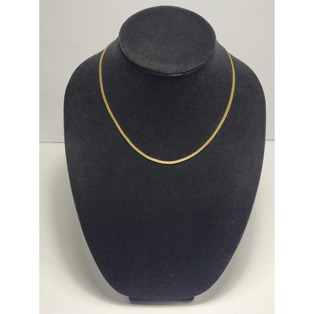 Vintage 14KGP Korea Stamped 14" Herringbone Statement Necklace Fashion Jewelry